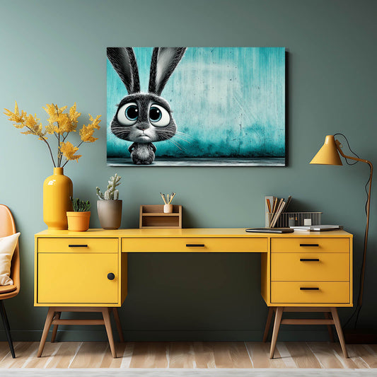 Classic Rabbit Art – angled canvas view on white background