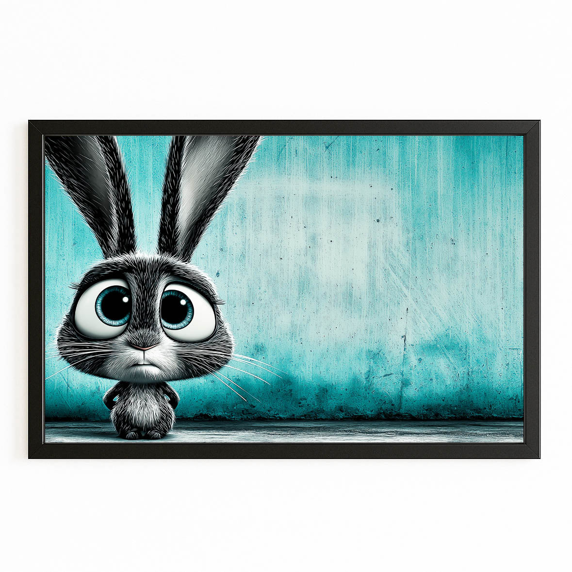 Classic Rabbit Art – with Premium Black frame on white background