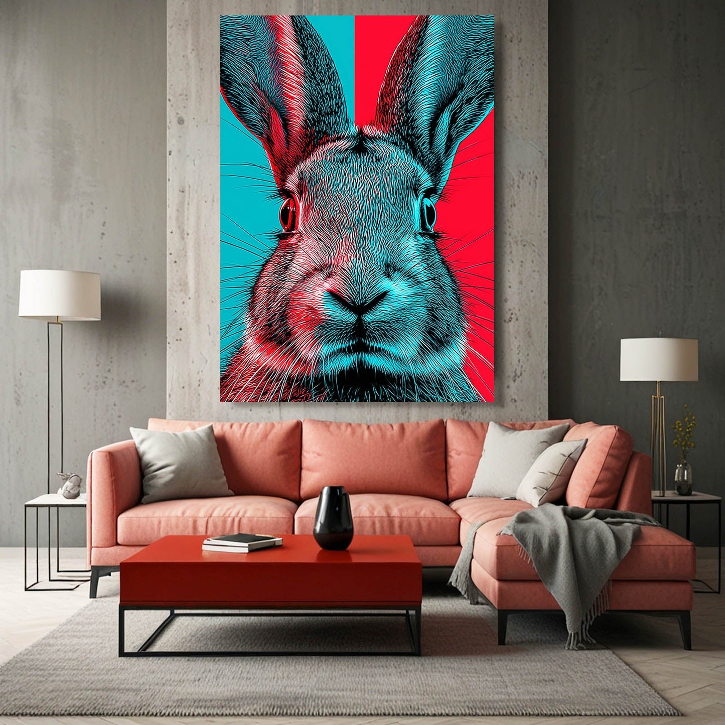 Classic Rabbit Canvas Art – angled canvas view on white background