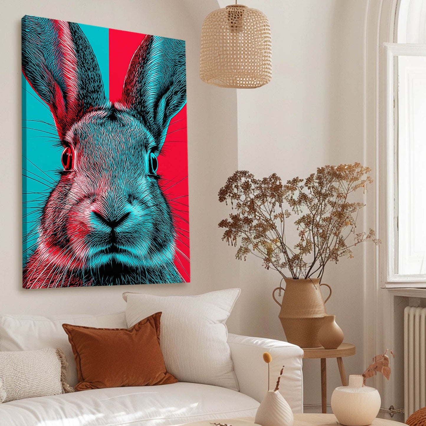 Classic Rabbit Canvas Art – angled canvas view on white background