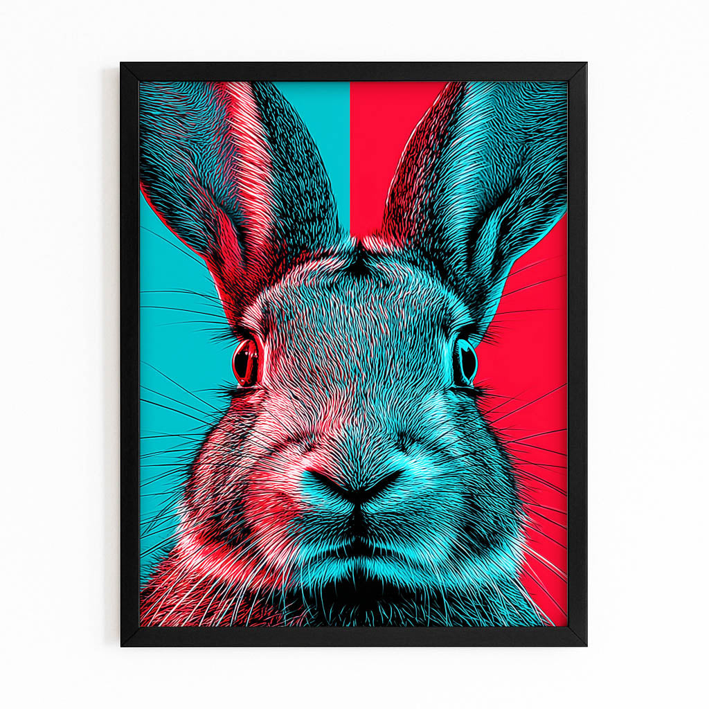 Classic Rabbit Canvas Art – with Premium Black frame on white background