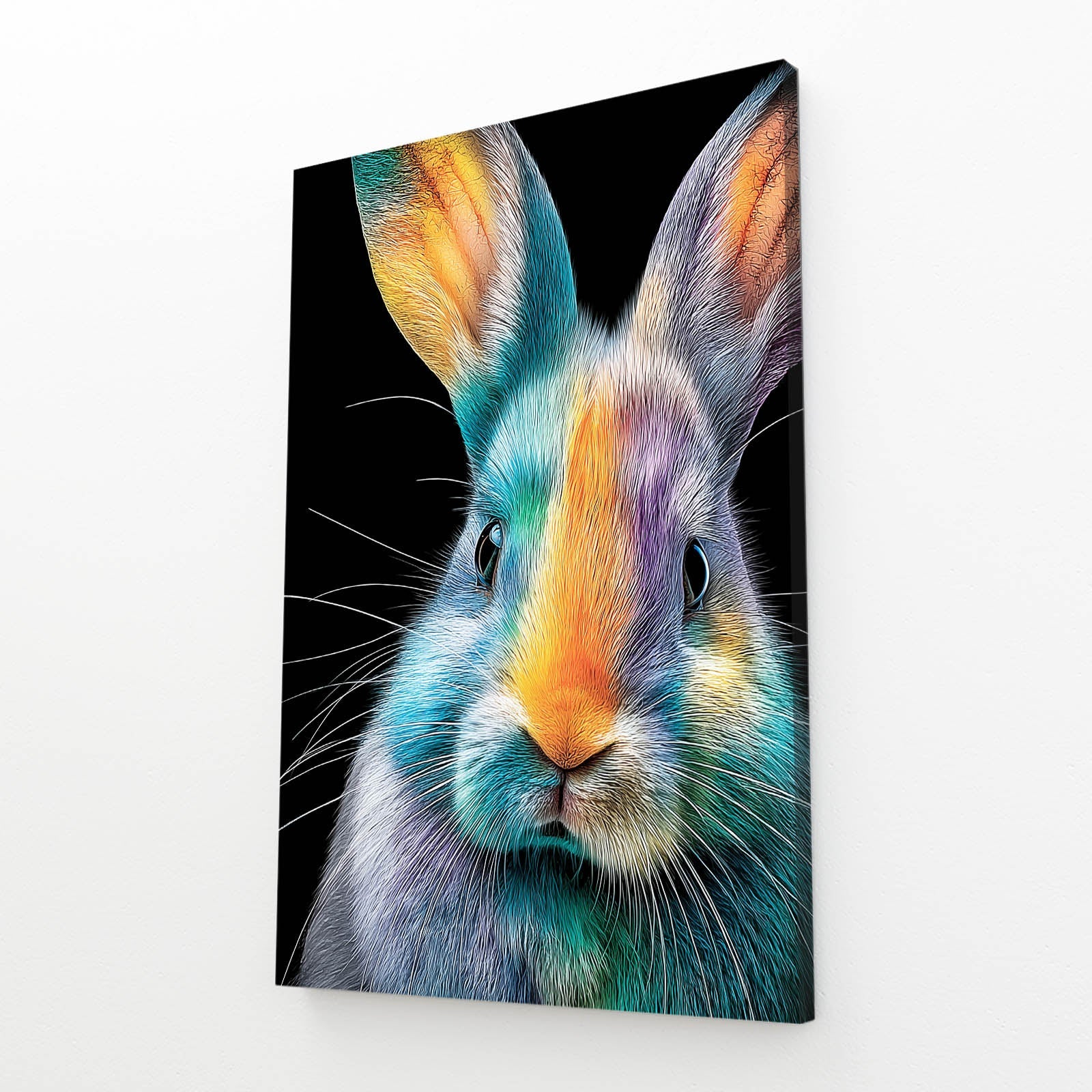 Classic Rabbit Wall Art – angled canvas view on white background