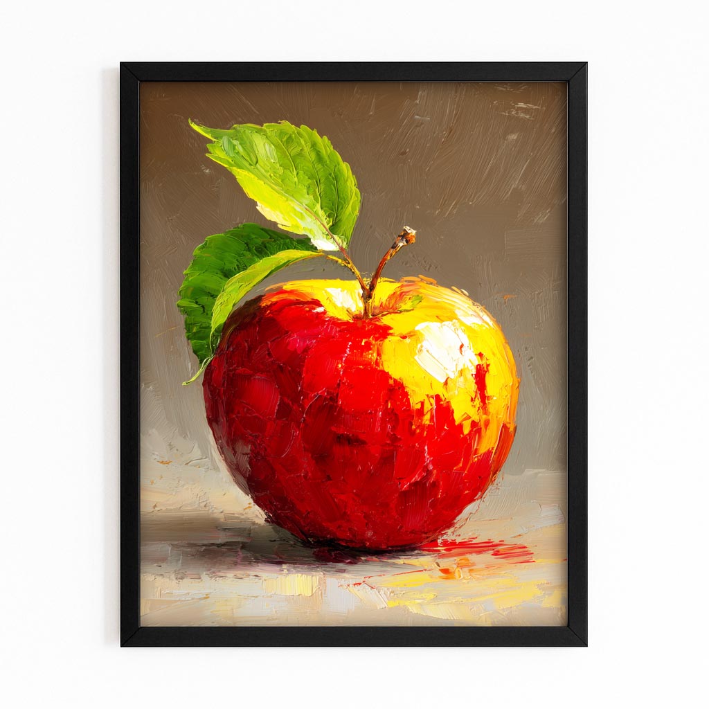 Classic Still Study Apple Wall Decor – with Premium Black frame on white background