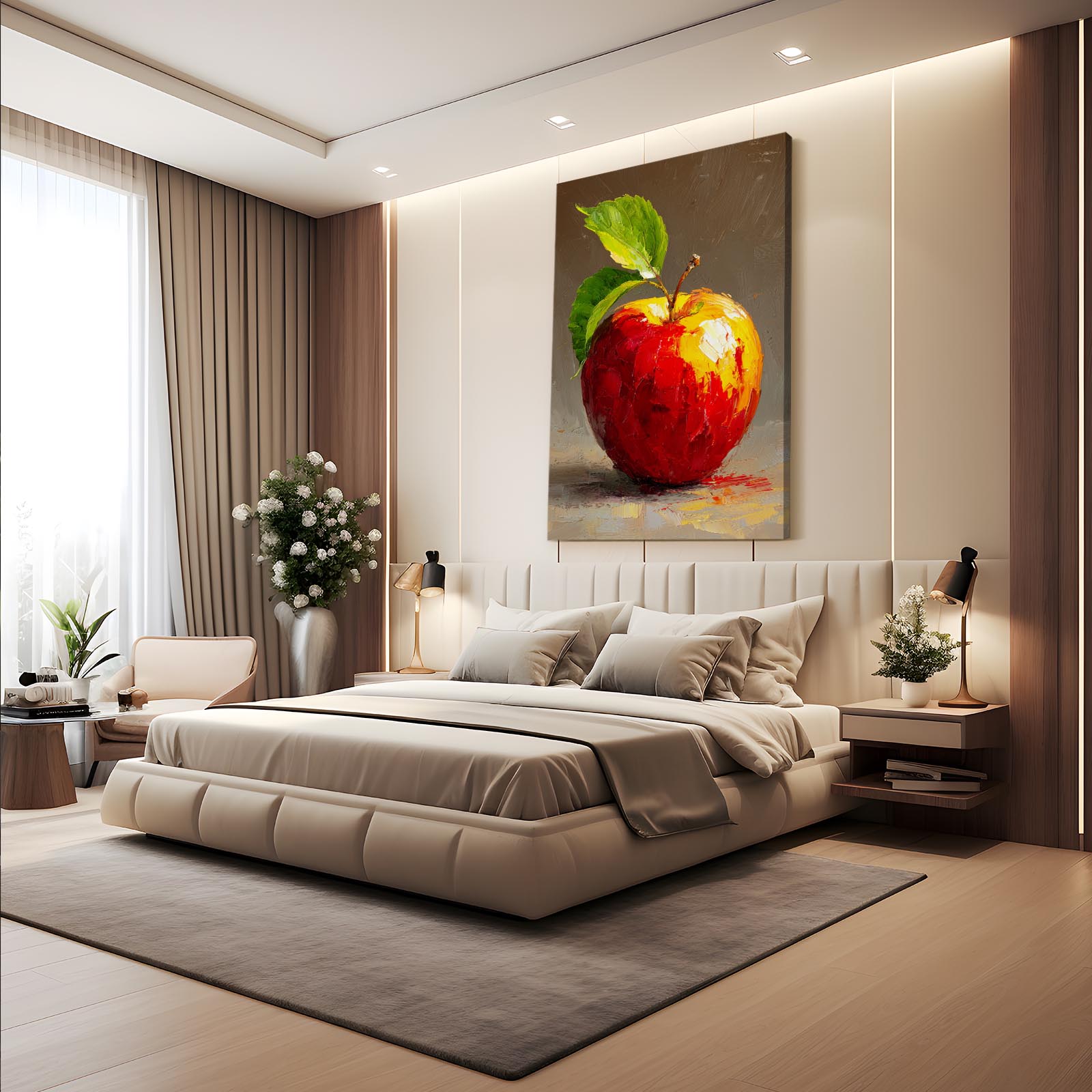 Classic Still Study Apple Wall Decor – styled in a furnished interior