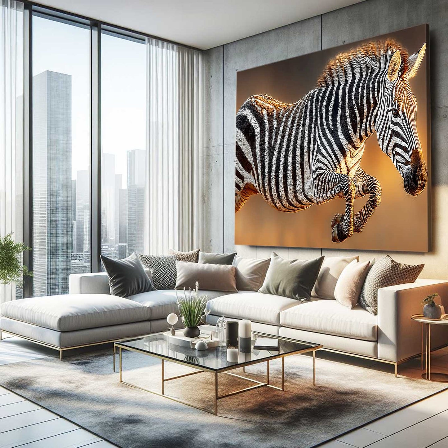Classic Zebra Art – styled in a furnished interior