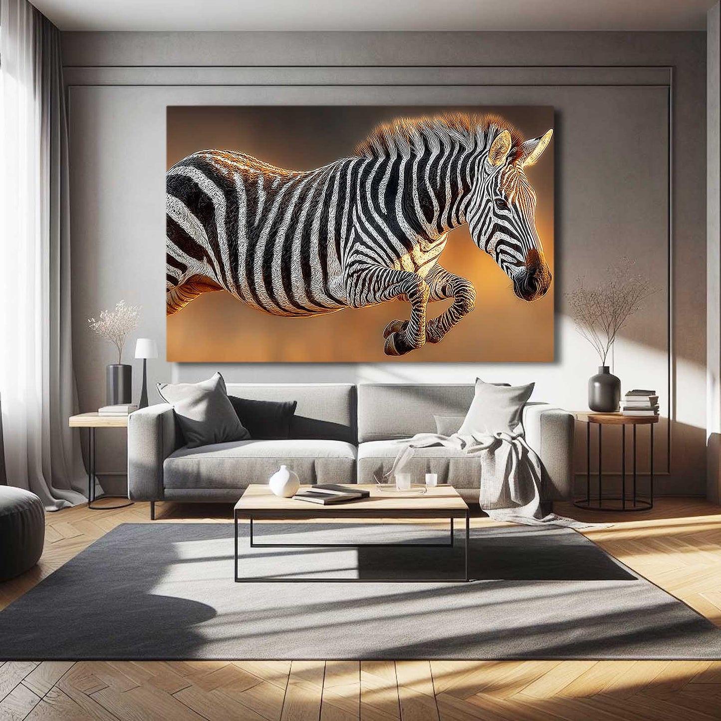 Classic Zebra Art – styled in a furnished interior