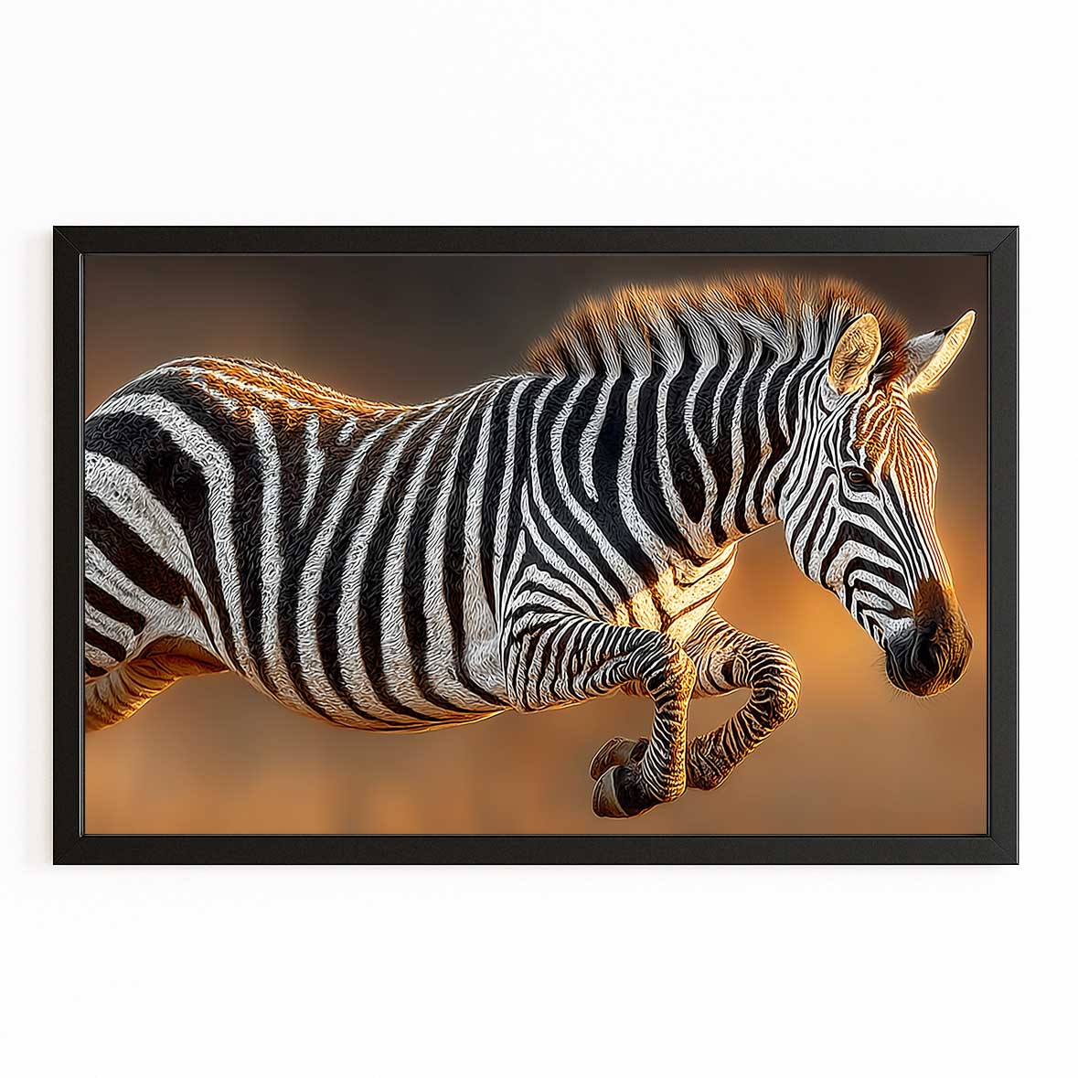 Classic Zebra Art – with Premium Black frame on white background