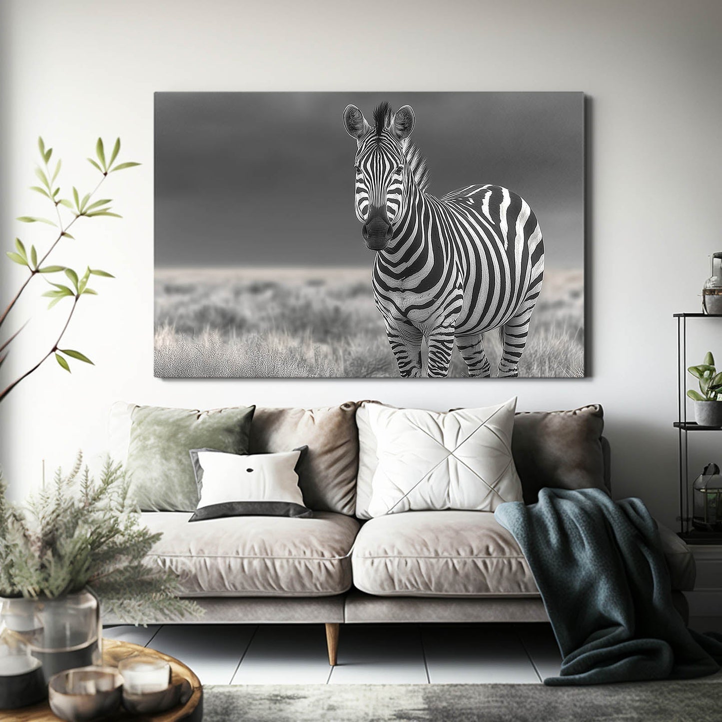 Classic Zebra Artwork – styled in a furnished interior