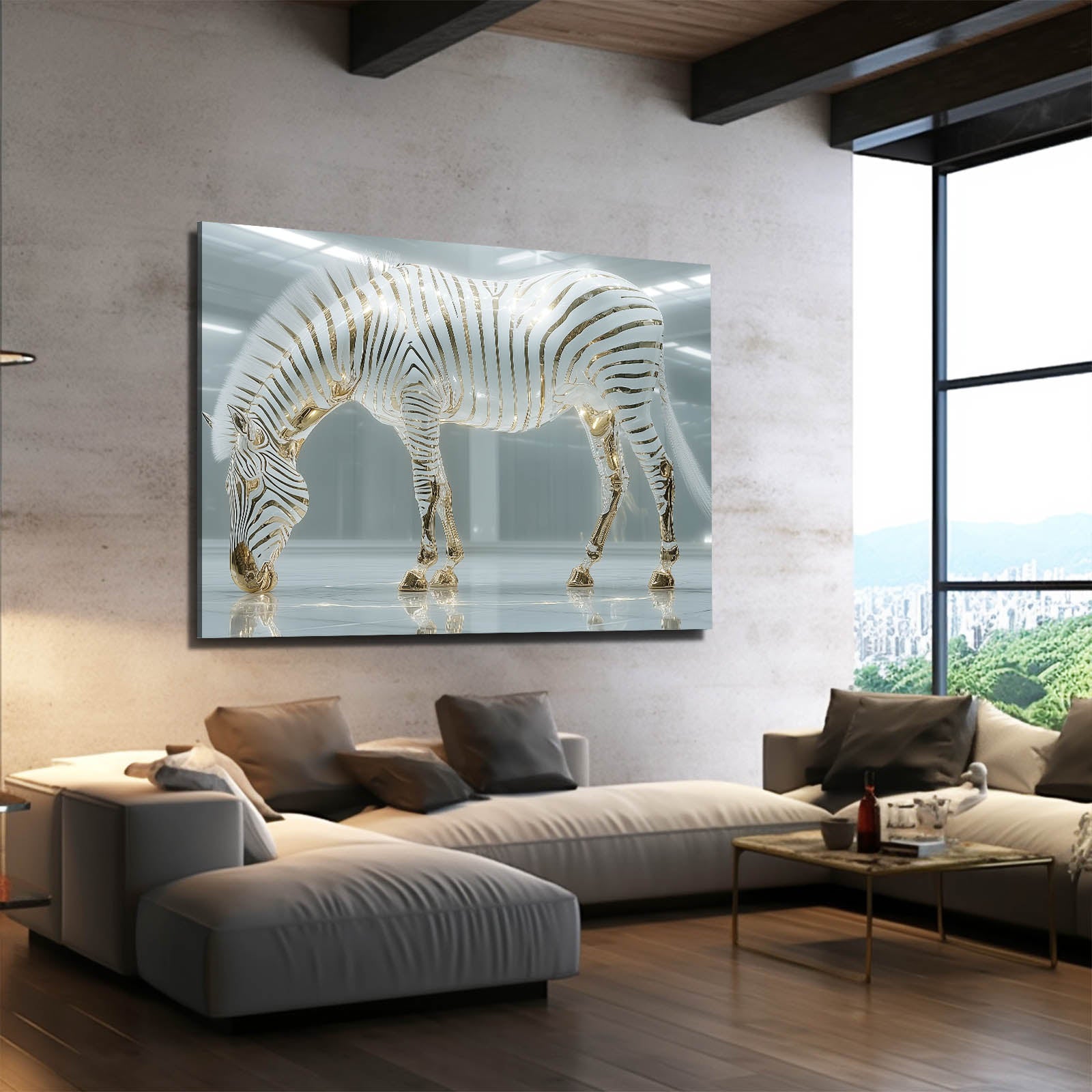 Classic Zebra Canvas Art – styled in a furnished interior