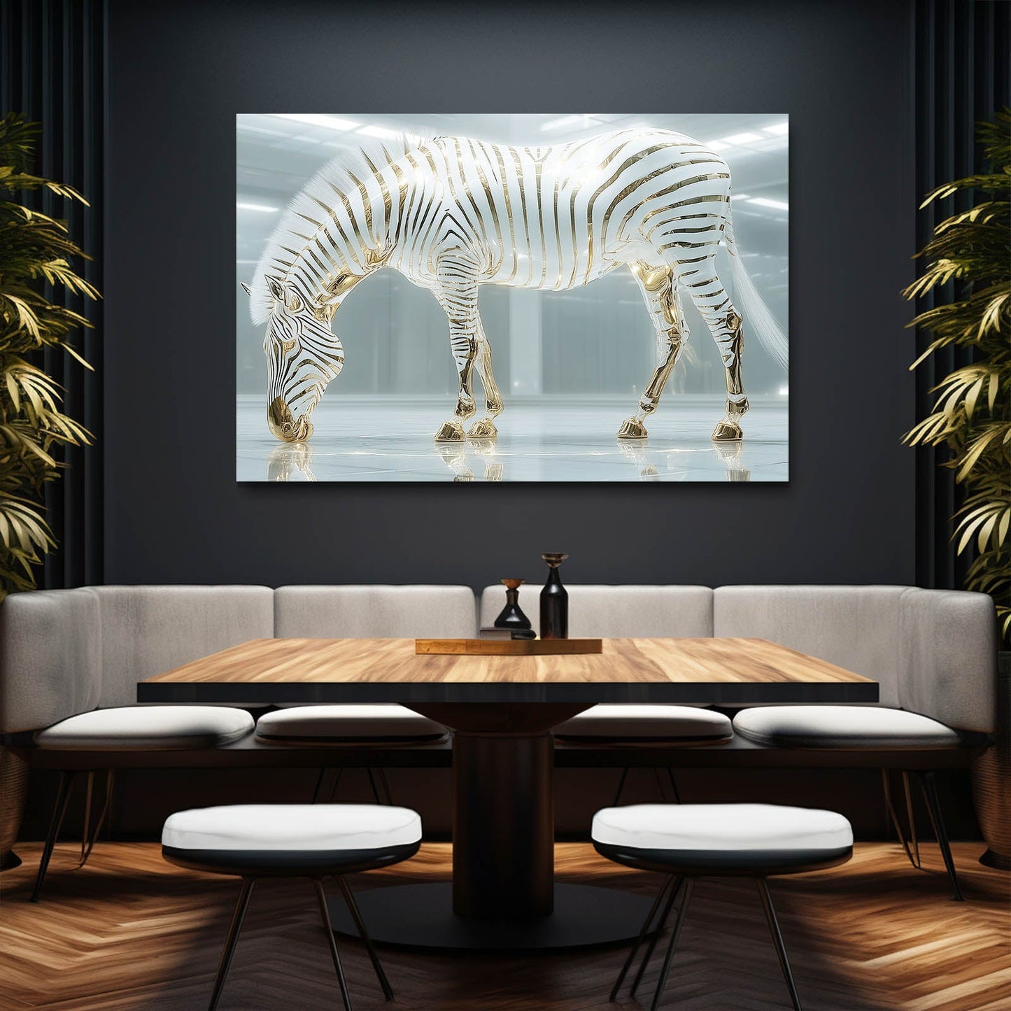 Classic Zebra Canvas Art – styled in a furnished interior