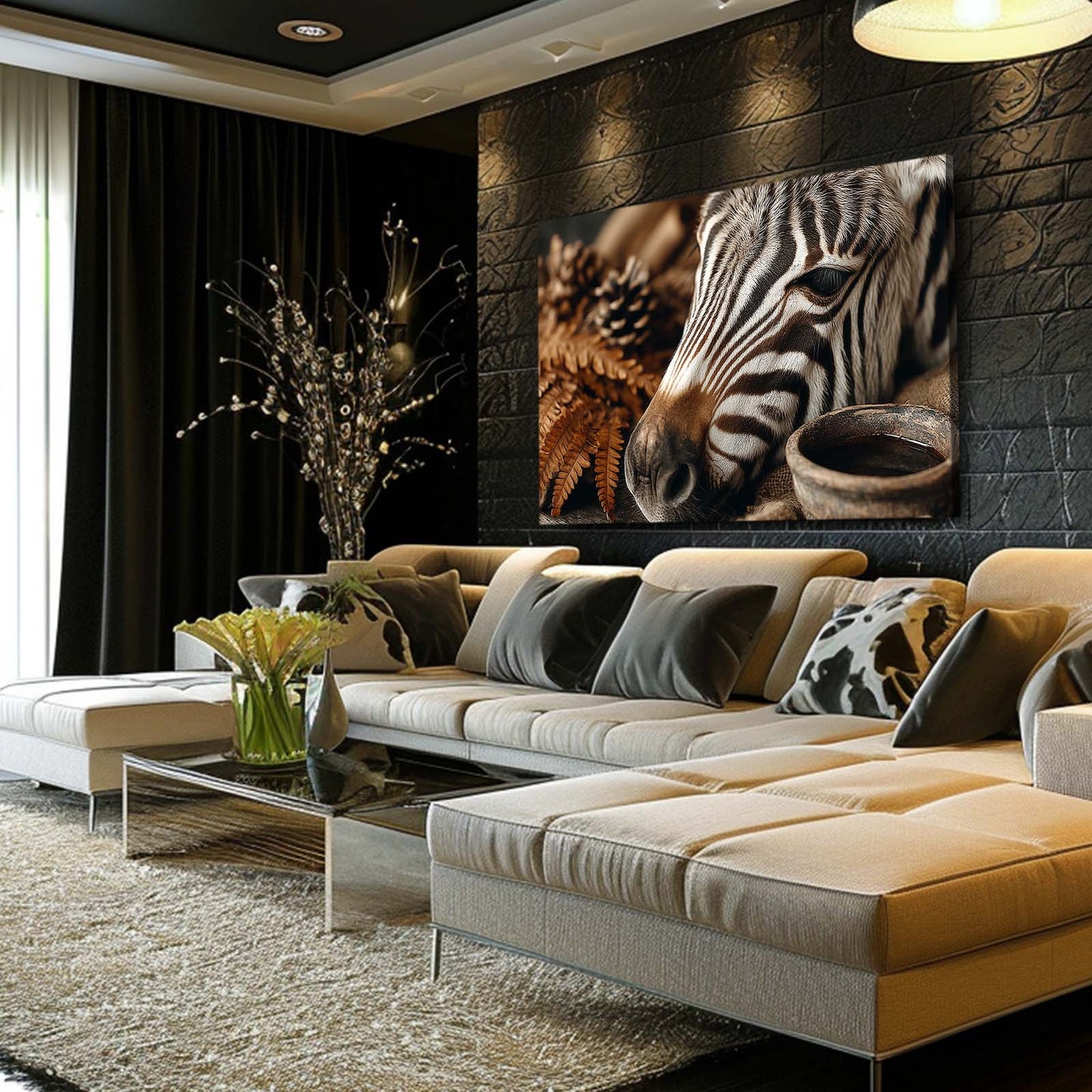 Classic Zebra Canvas – styled in a furnished interior