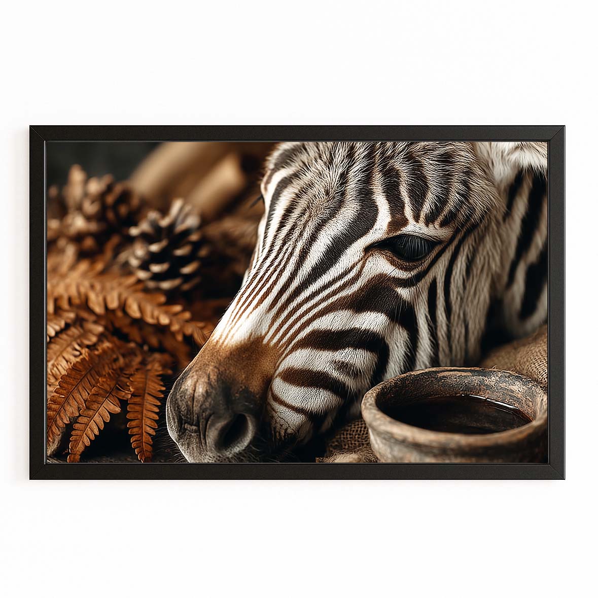 Classic Zebra Canvas – with Premium Black frame on white background