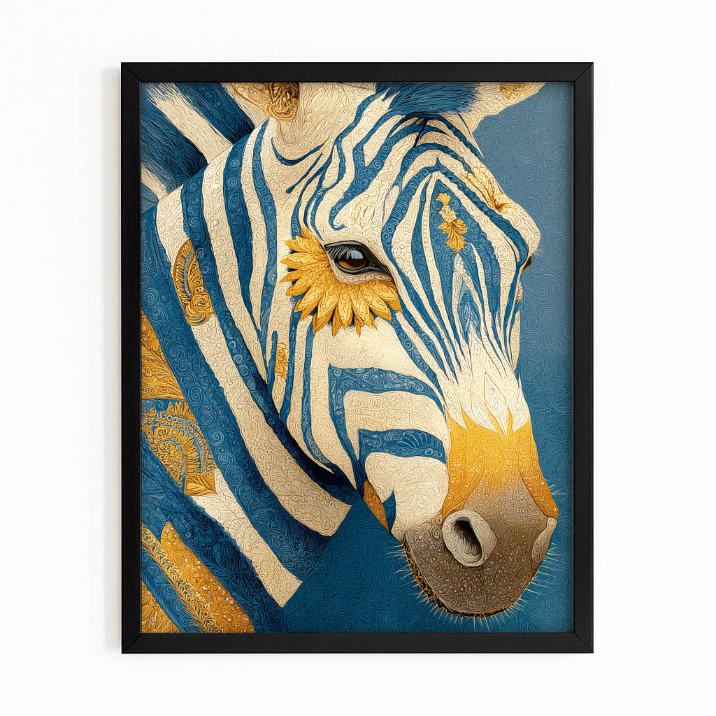 Classic Zebra Prints – with Premium Black frame on white background