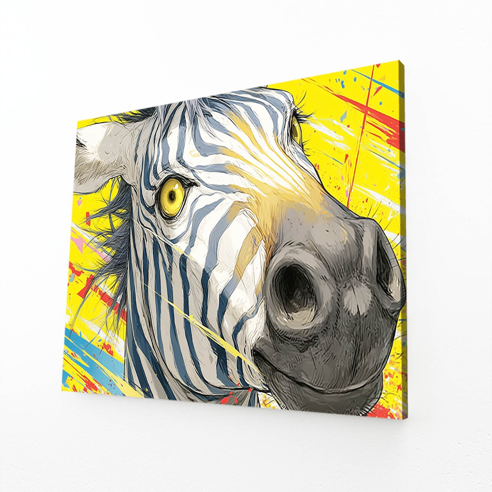 Classic Zebra Wall Art – yellow canvas print