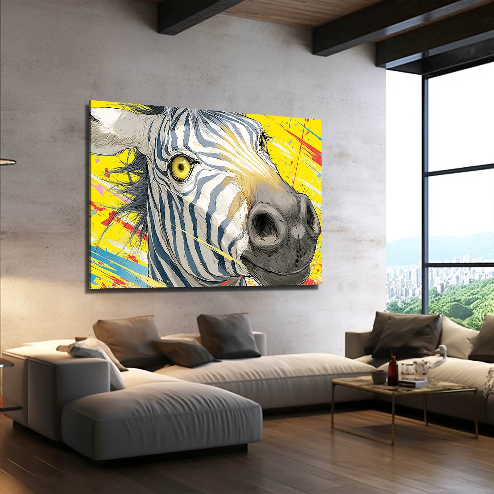 Classic Zebra Wall Art – styled in a furnished interior