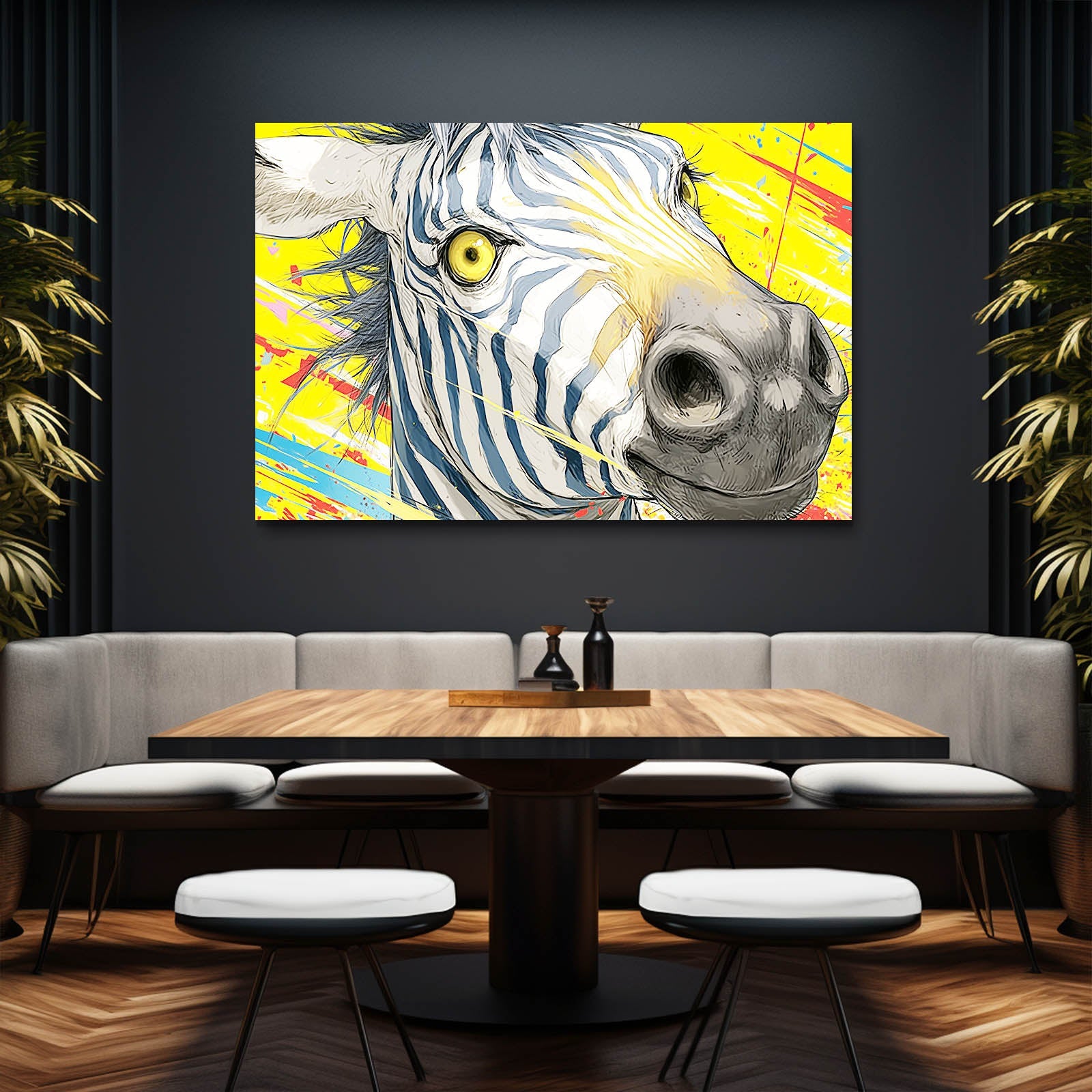 Classic Zebra Wall Art – styled in a furnished interior