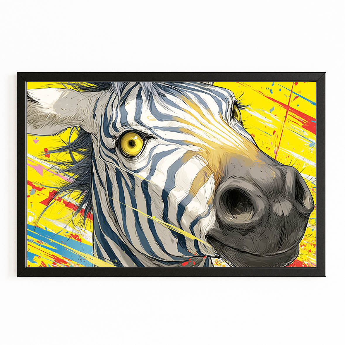 Classic Zebra Wall Art – with Premium Black frame on white background