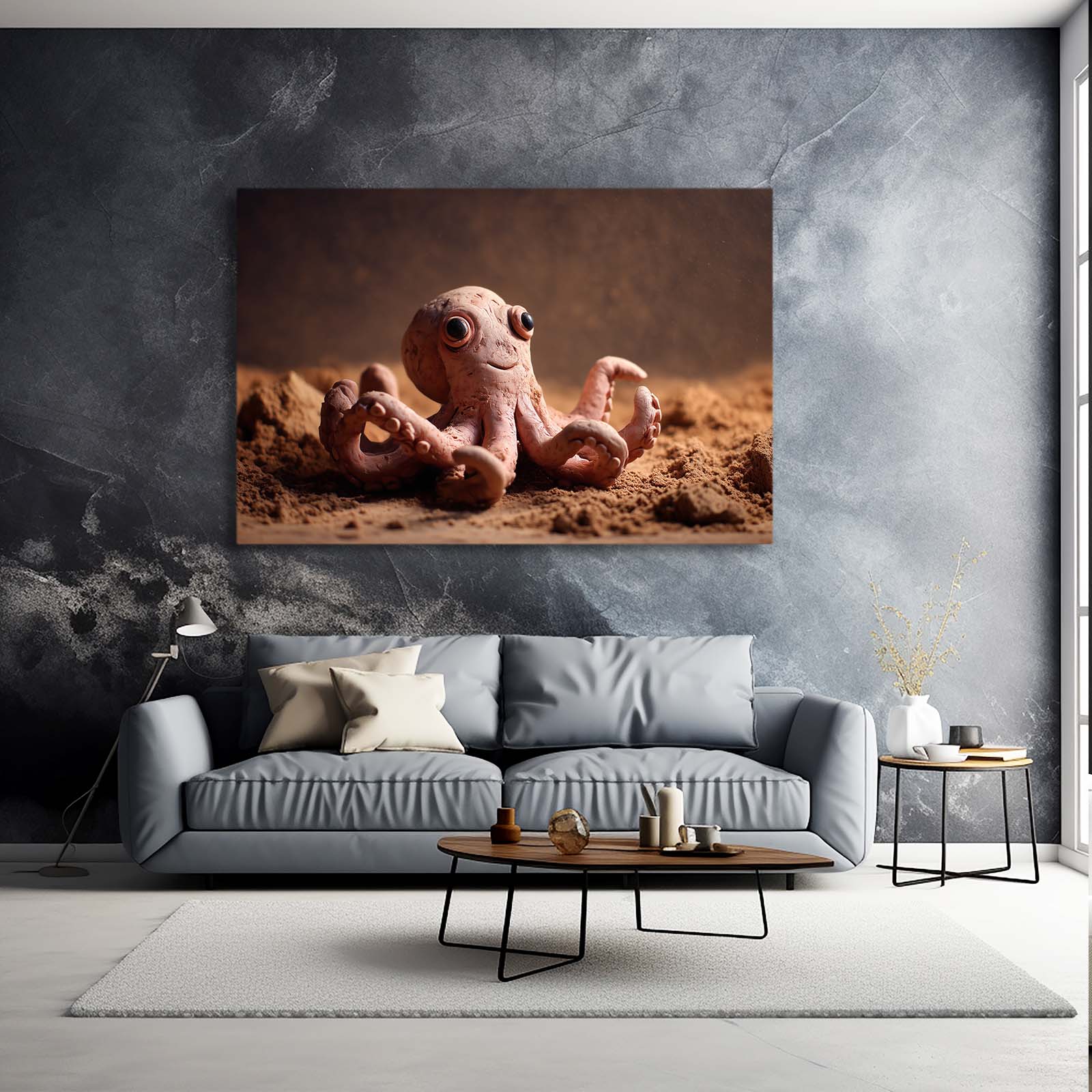 Clay Figures Sand Octopus Prints – styled in a furnished interior