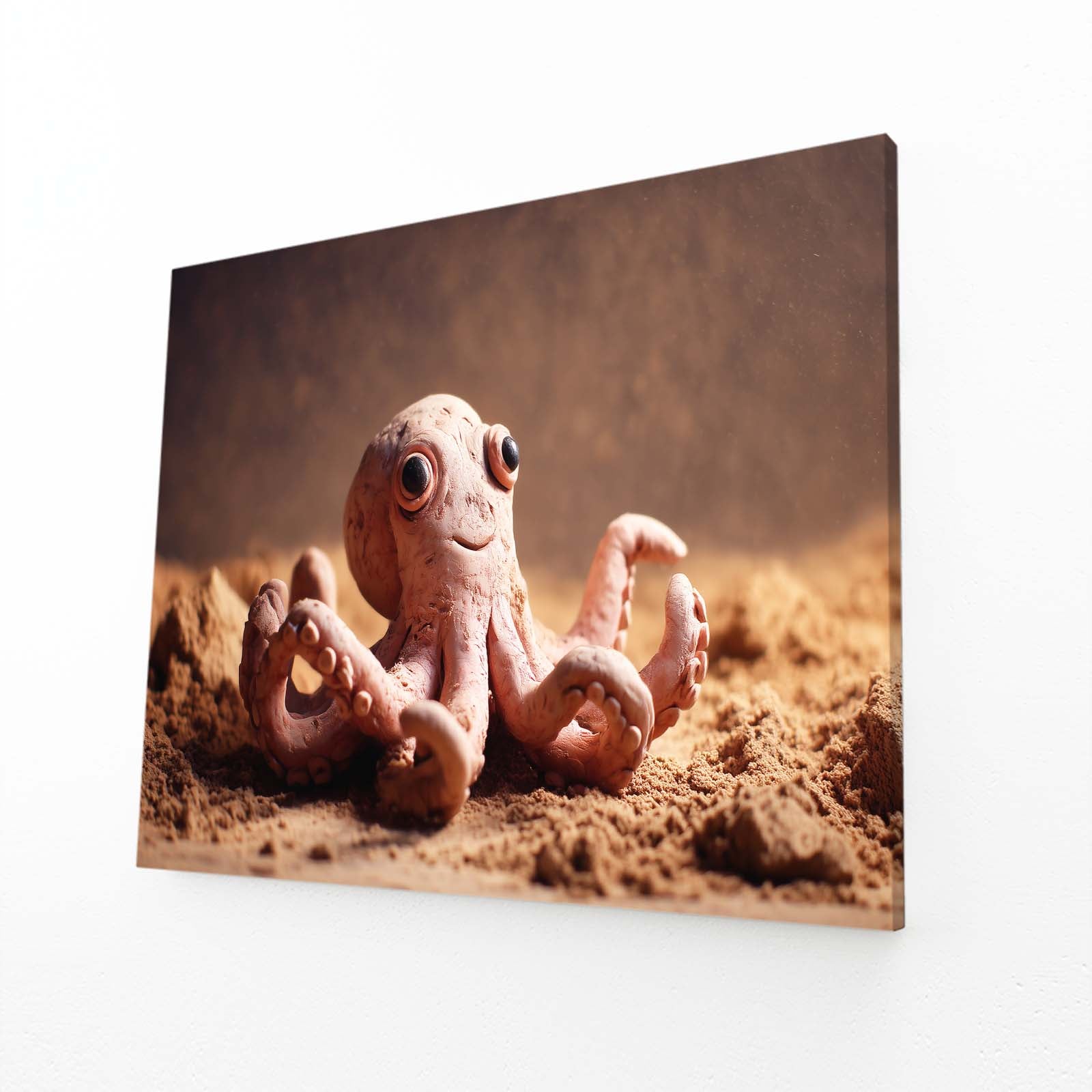 Clay Figures Sand Octopus Prints – angled canvas view on white background