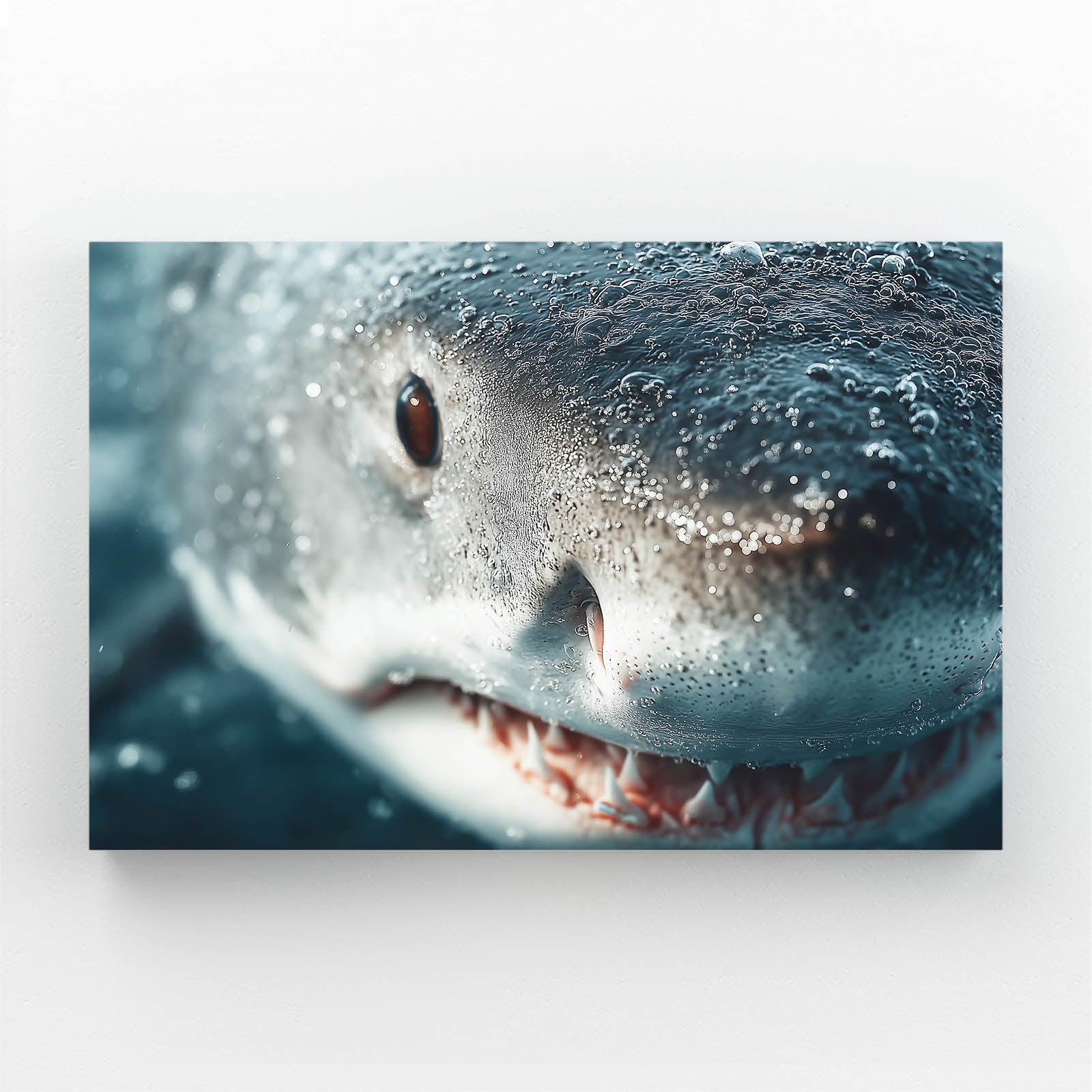 Close Up Realistic Shark Canvas Art – canvas print on white background