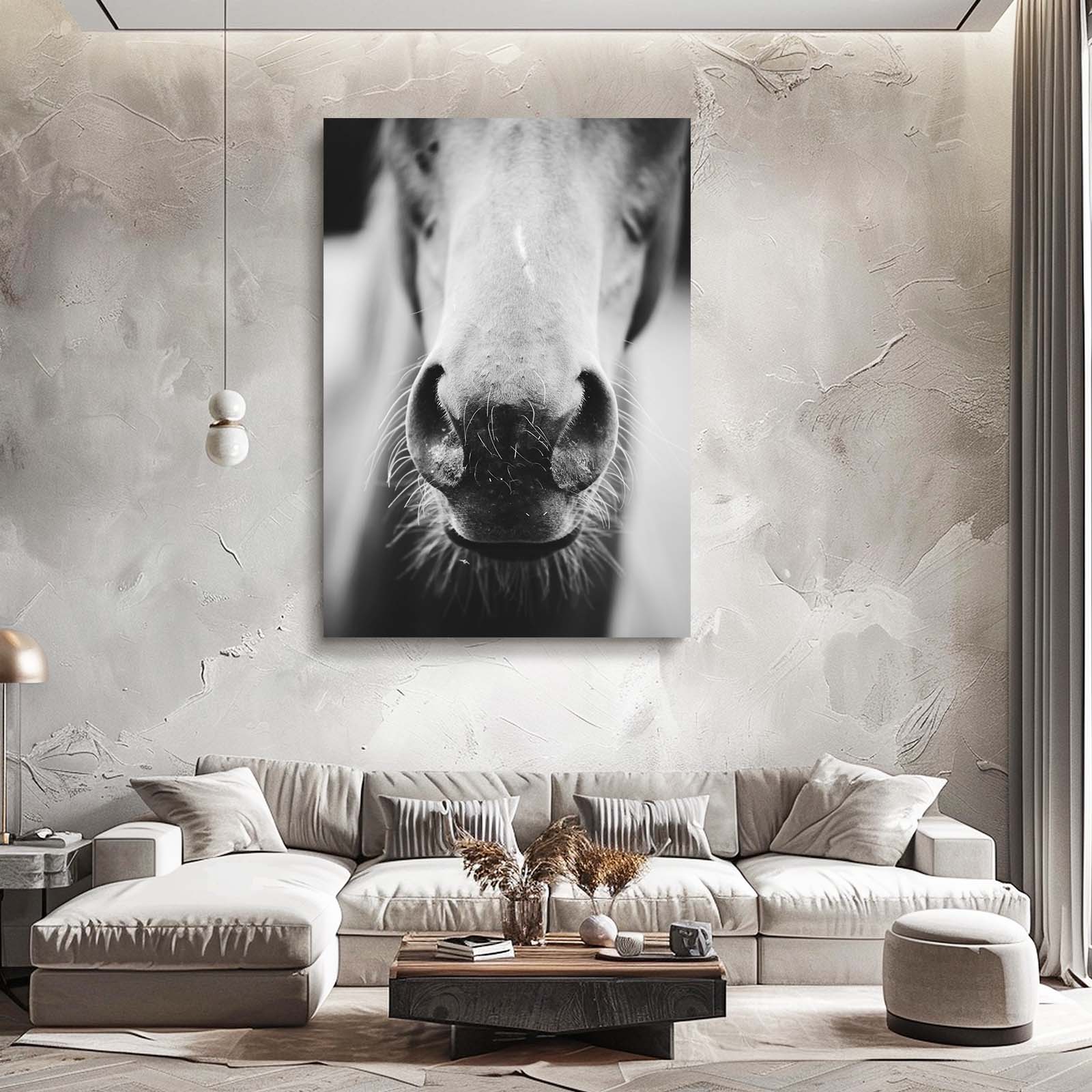 Closeup Horse Canvas Art – angled canvas view on white background