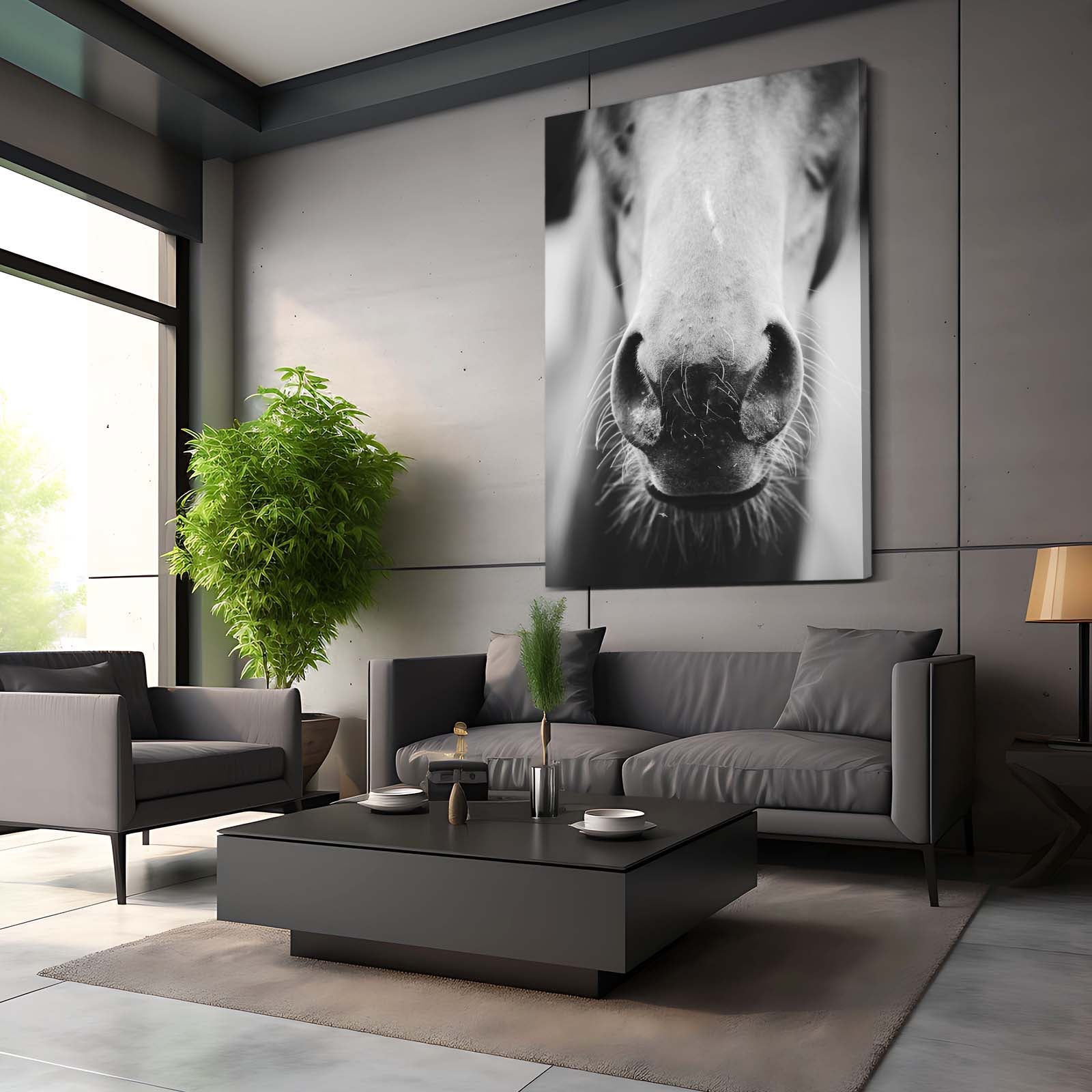 Closeup Horse Canvas Art – angled canvas view on white background