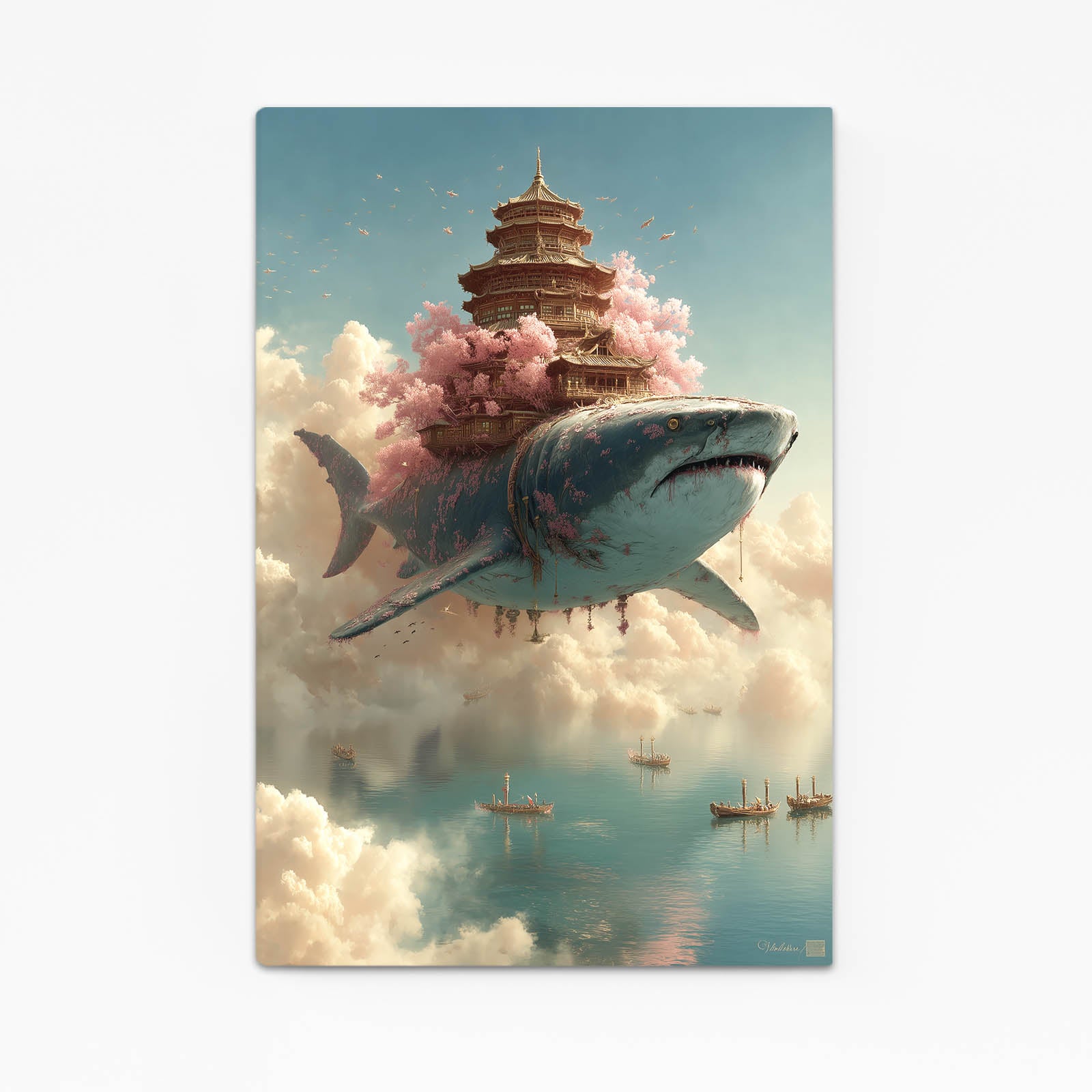 Cloud Temple Pagoda Shark Wall Art – cloud temple pagoda shark canvas print