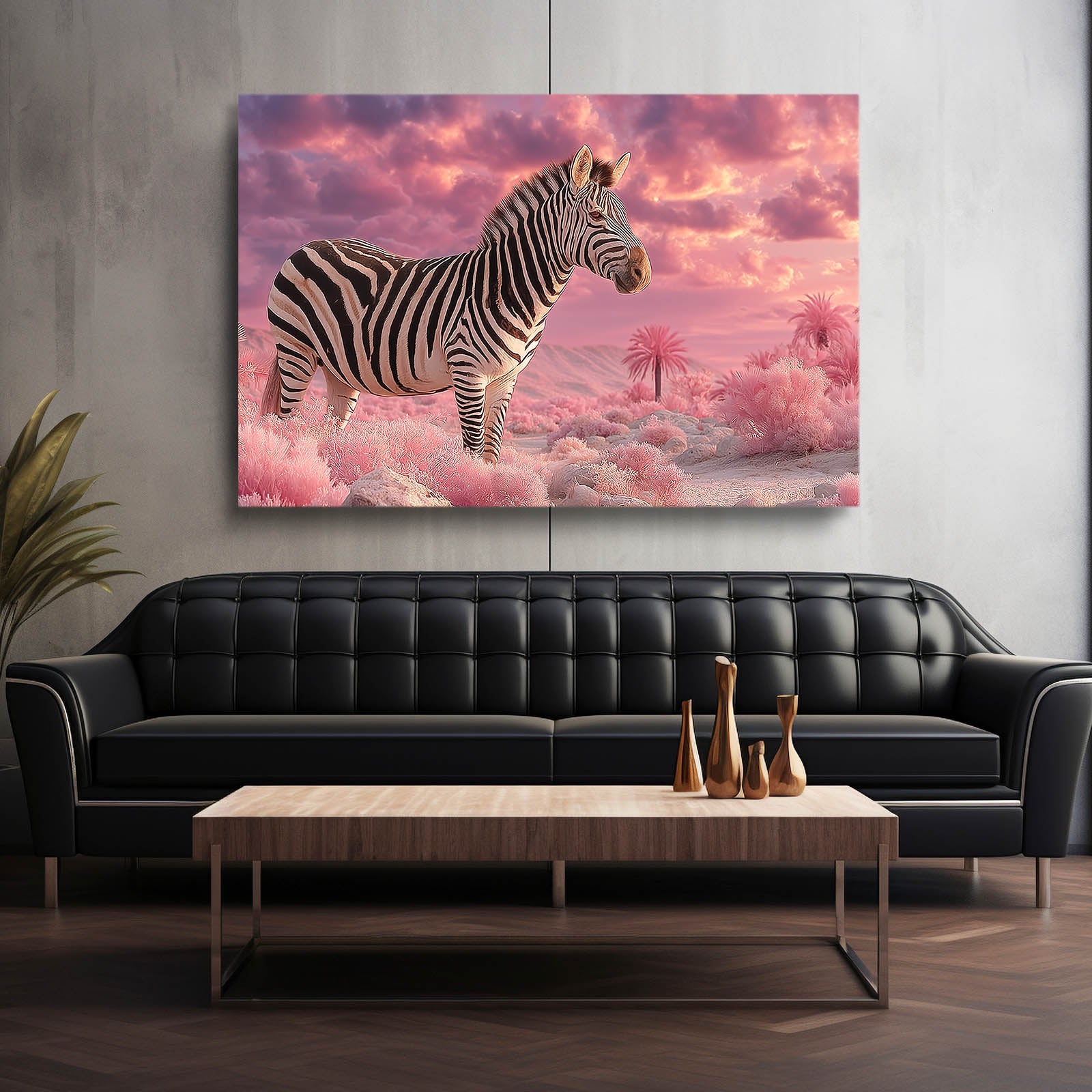 Cloud Zebra Canvas Art – styled in a furnished interior