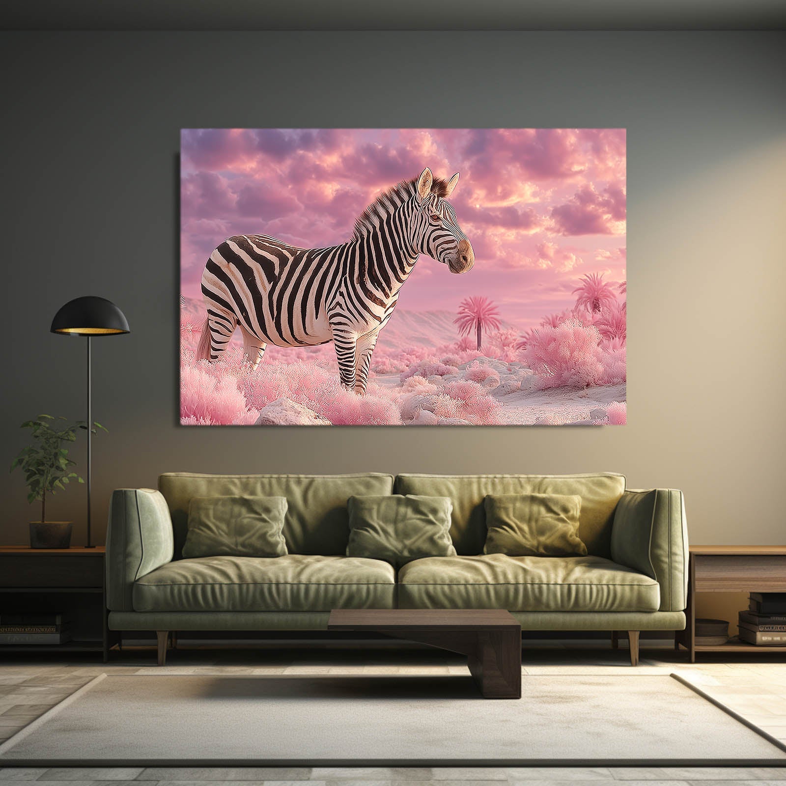 Cloud Zebra Canvas Art – styled in a furnished interior
