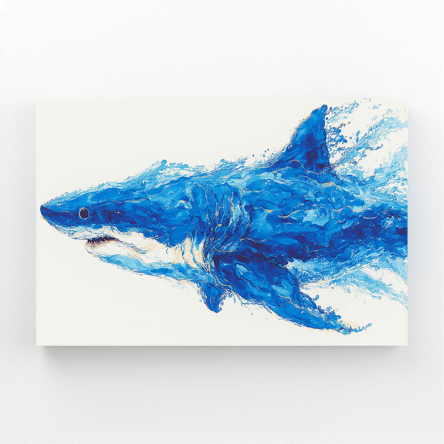 Cobalt Brushstroke Shark Art – cobalt brushstroke shark canvas print