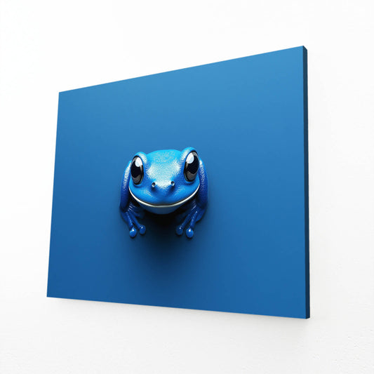 Cobalt Cutie Frog Canvas – angled canvas view on white background