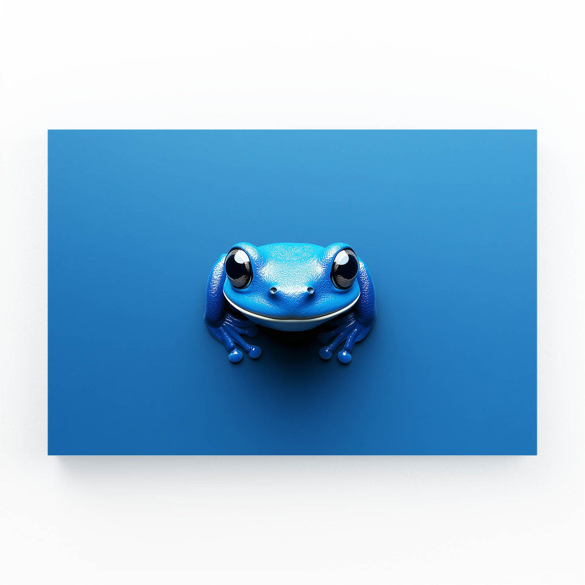Cobalt Cutie Frog Canvas — contemporary canvas print, angled canvas view on white background