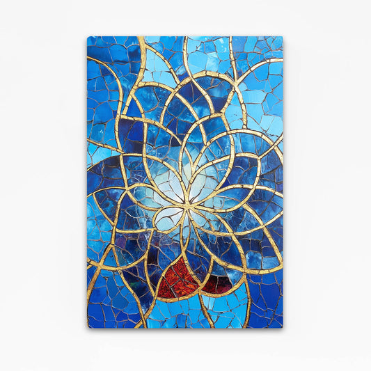 Cobalt Mosaic Spiral Flower Of Life Canvas – cobalt mosaic spiral flower of life canvas print