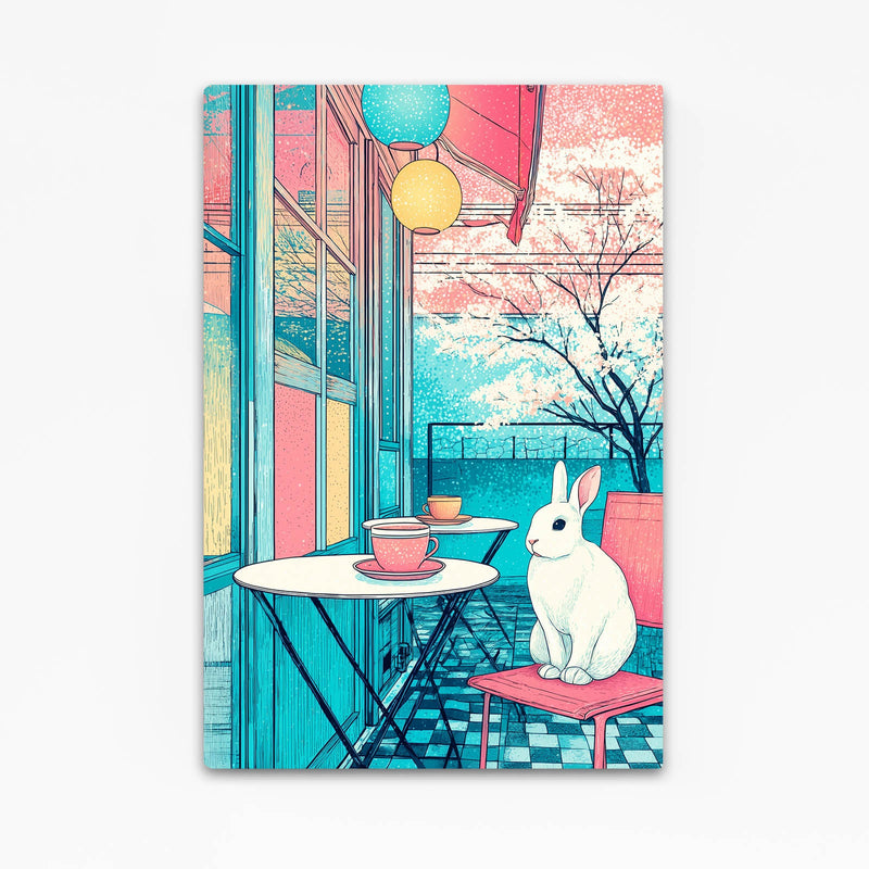 Coffee Bunny Canvas – angled canvas view on white background
