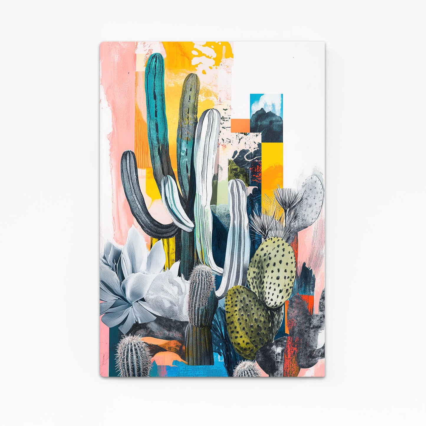 Collage Color Study Cactus Canvas – canvas print on white background