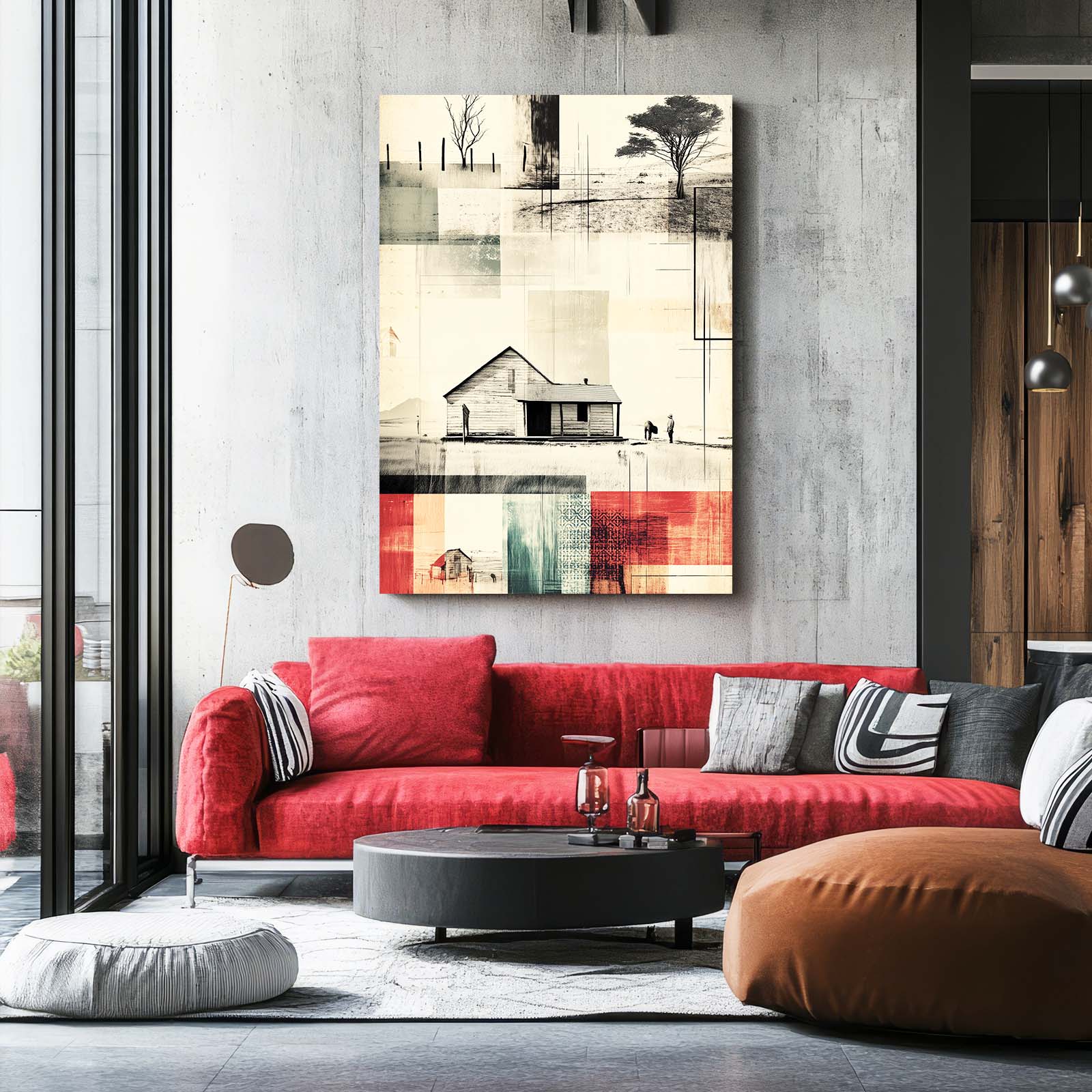 Collage Farmhouse Farmhouse Canvas Art – styled in a furnished interior