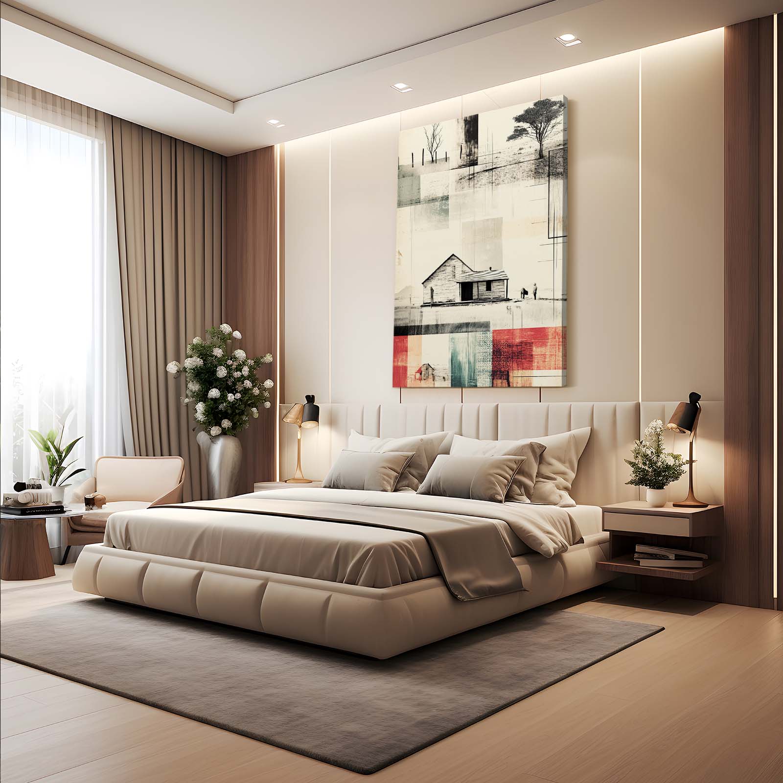 Collage Farmhouse Farmhouse Canvas Art – styled in a furnished interior