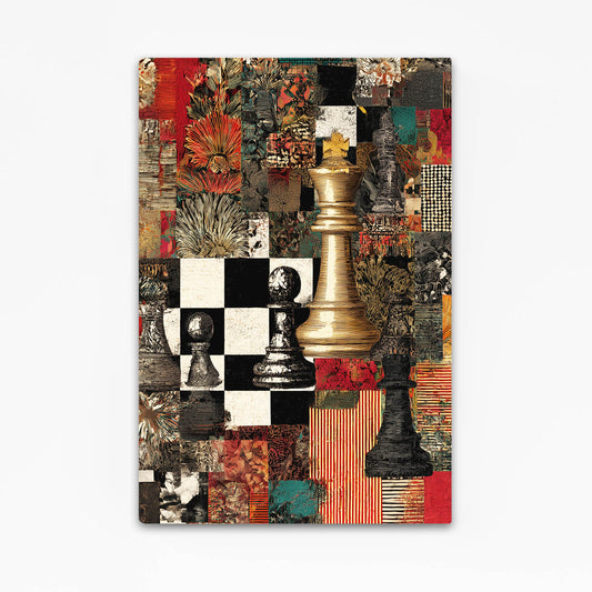 Collage Gold Queen Chess Wall Art – collage gold queen chess canvas print