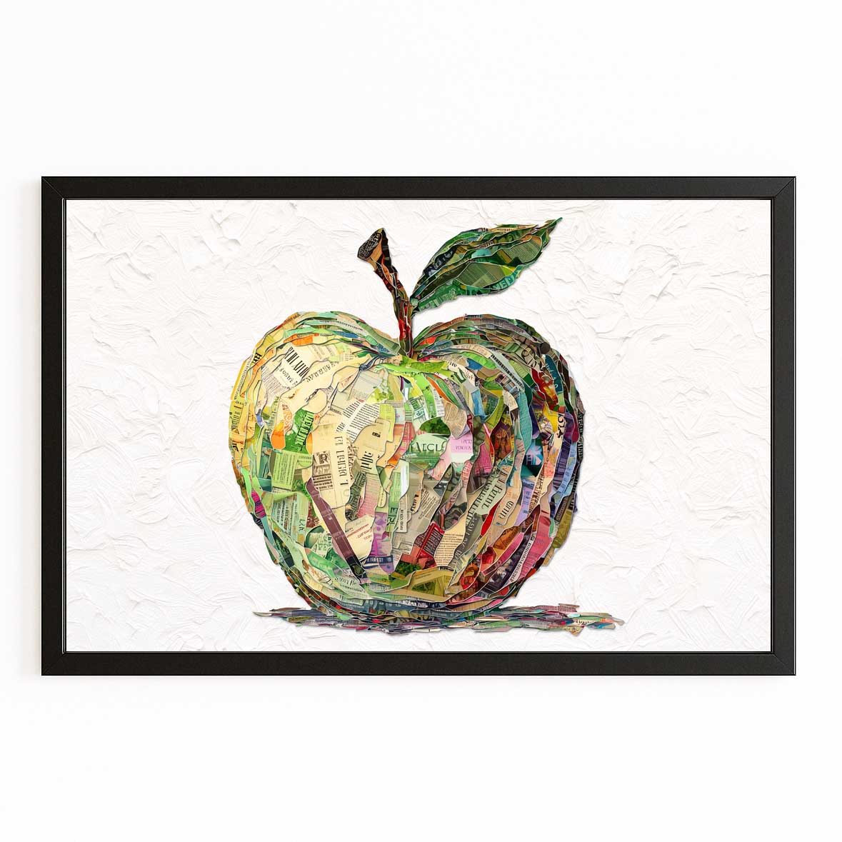 Collage Patchwork Apple Prints – with Premium Black frame on white background