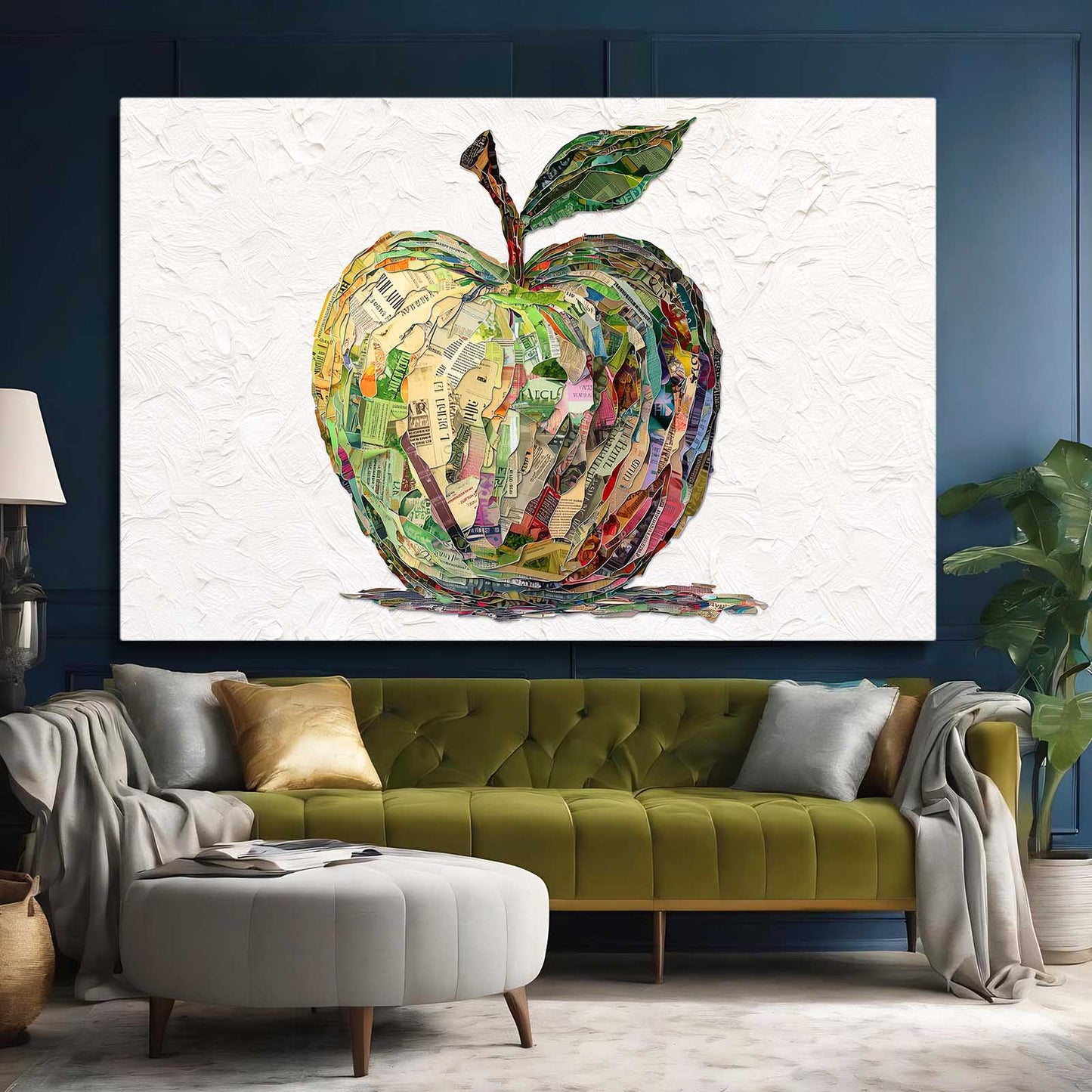 Collage Patchwork Apple Prints – styled in a furnished interior