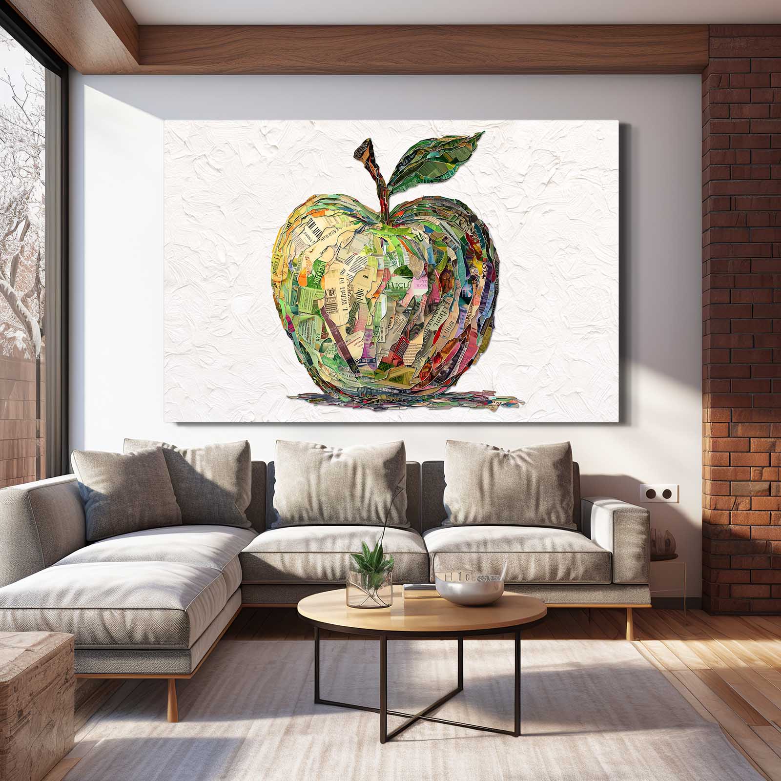 Collage Patchwork Apple Prints – styled in a furnished interior