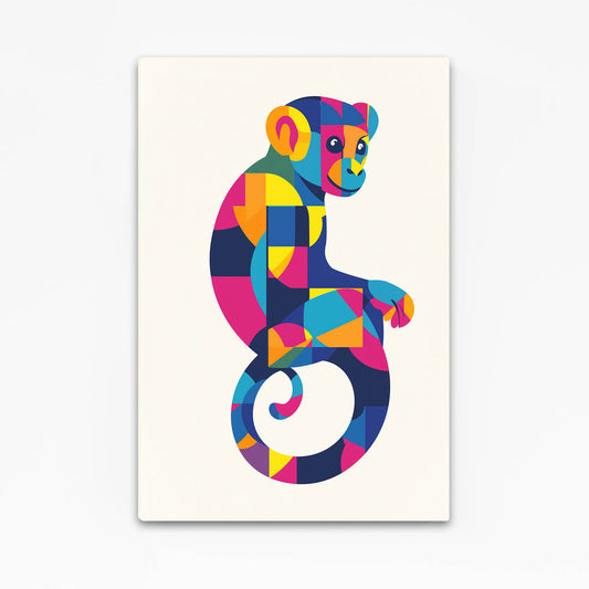 Color Block Curl Monkey Prints – angled canvas view on white background