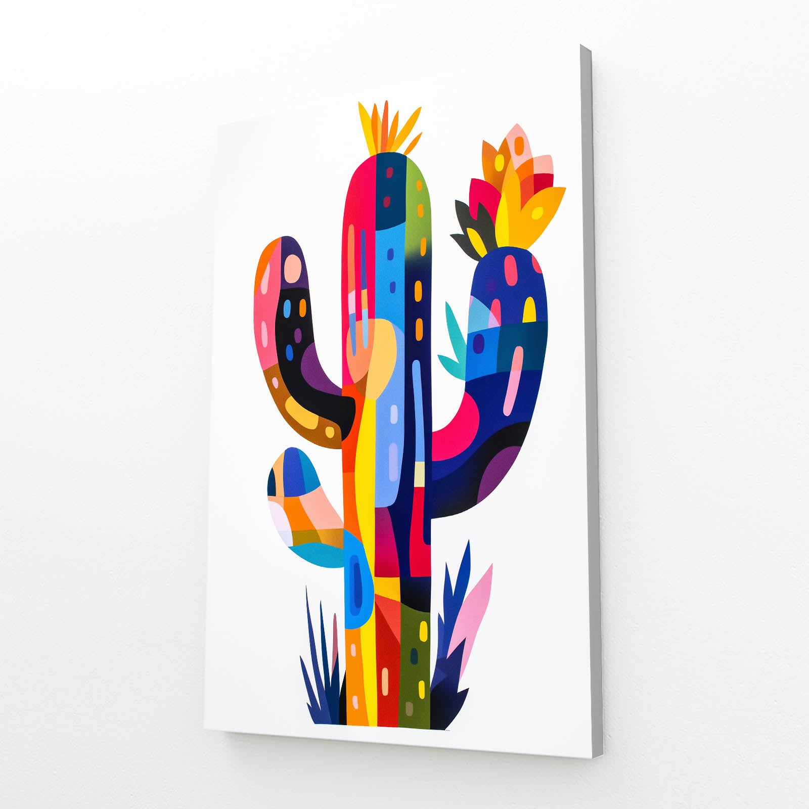 Color Block Shapes Cactus Wall Art – canvas print on white background