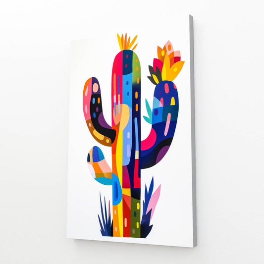 Color Block Shapes Cactus Wall Art – canvas print on white background