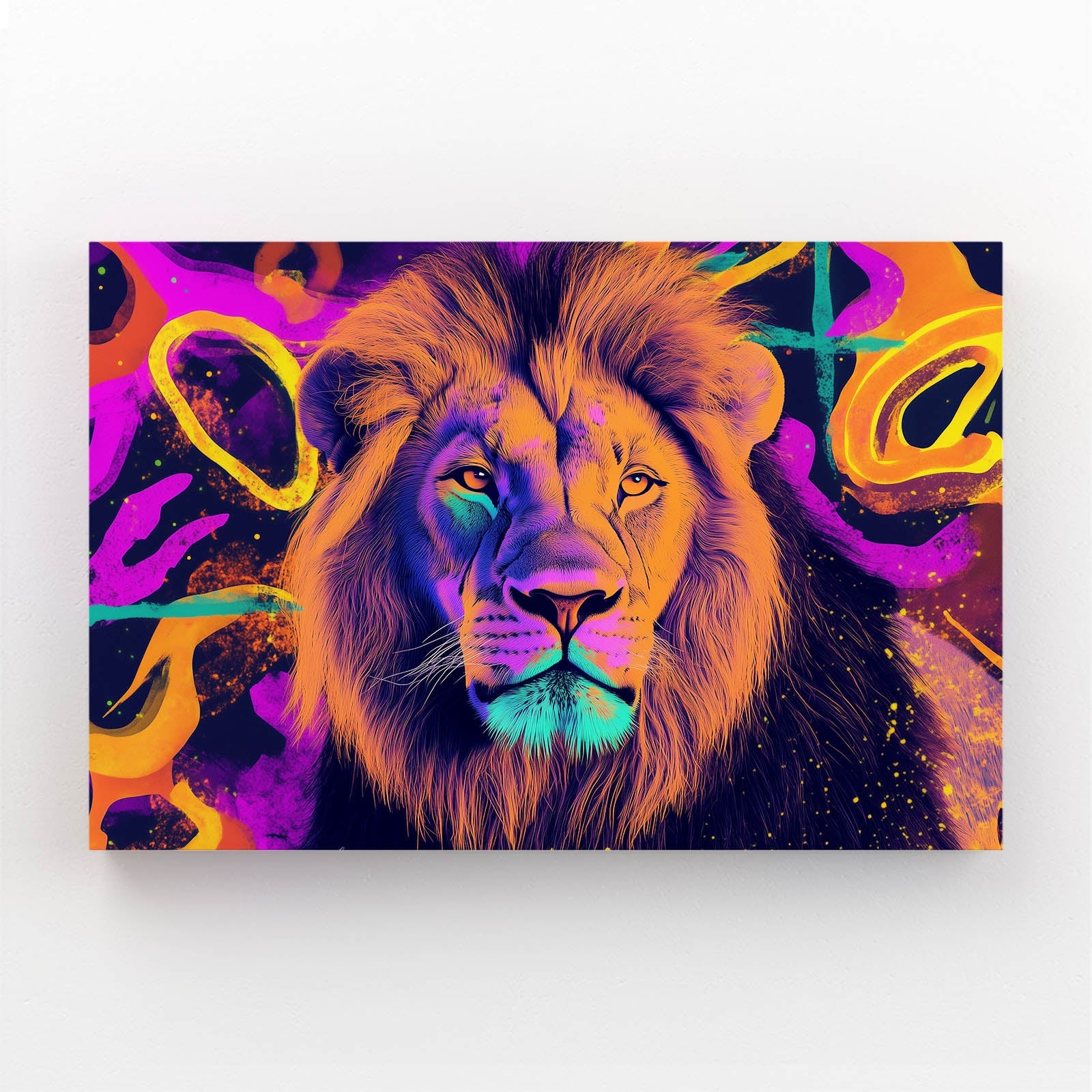 Color Burst Lion Canvas