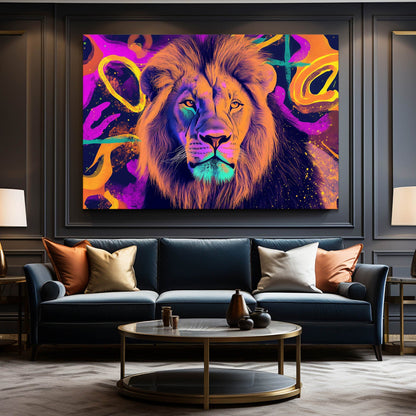 Color Burst Lion Canvas