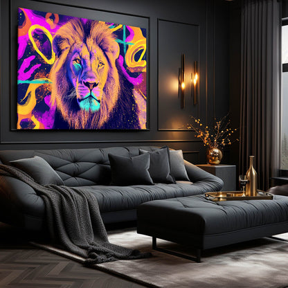 Color Burst Lion Canvas