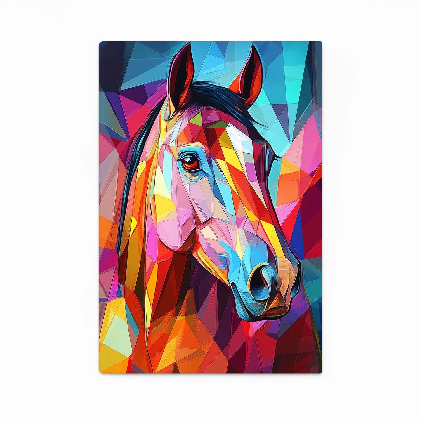 Colored Horse Wall Art – angled canvas view on white background