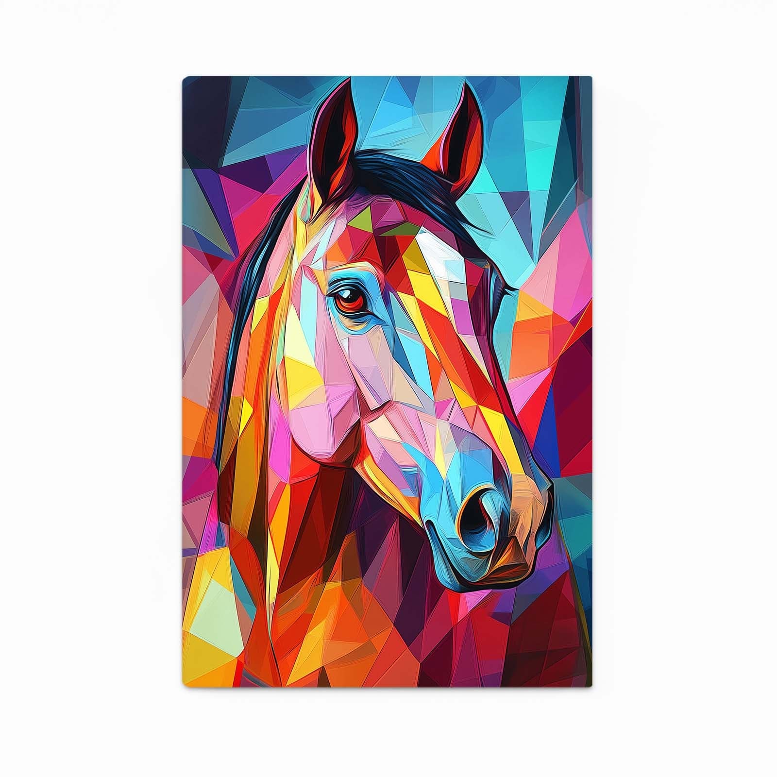 Colored Horse Wall Art – angled canvas view on white background