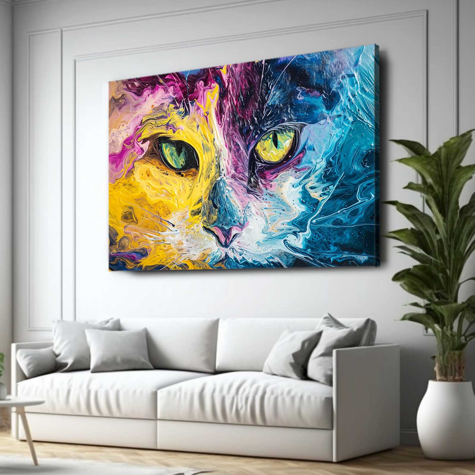 Colorful Abstract Cat Art